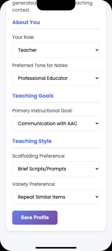 Learner Profiles screenshot 2